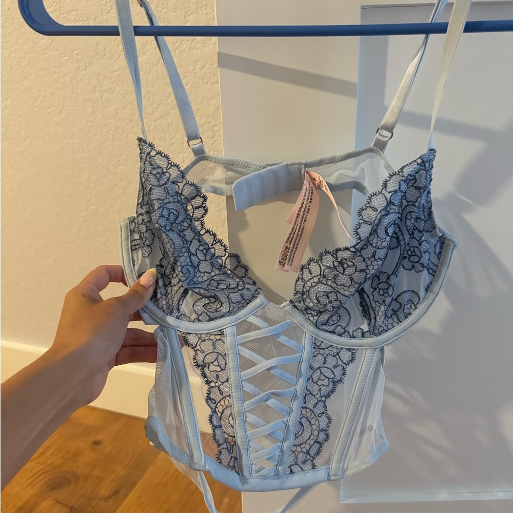 Elegant Lace Bustier in Blue From Victoria Secret